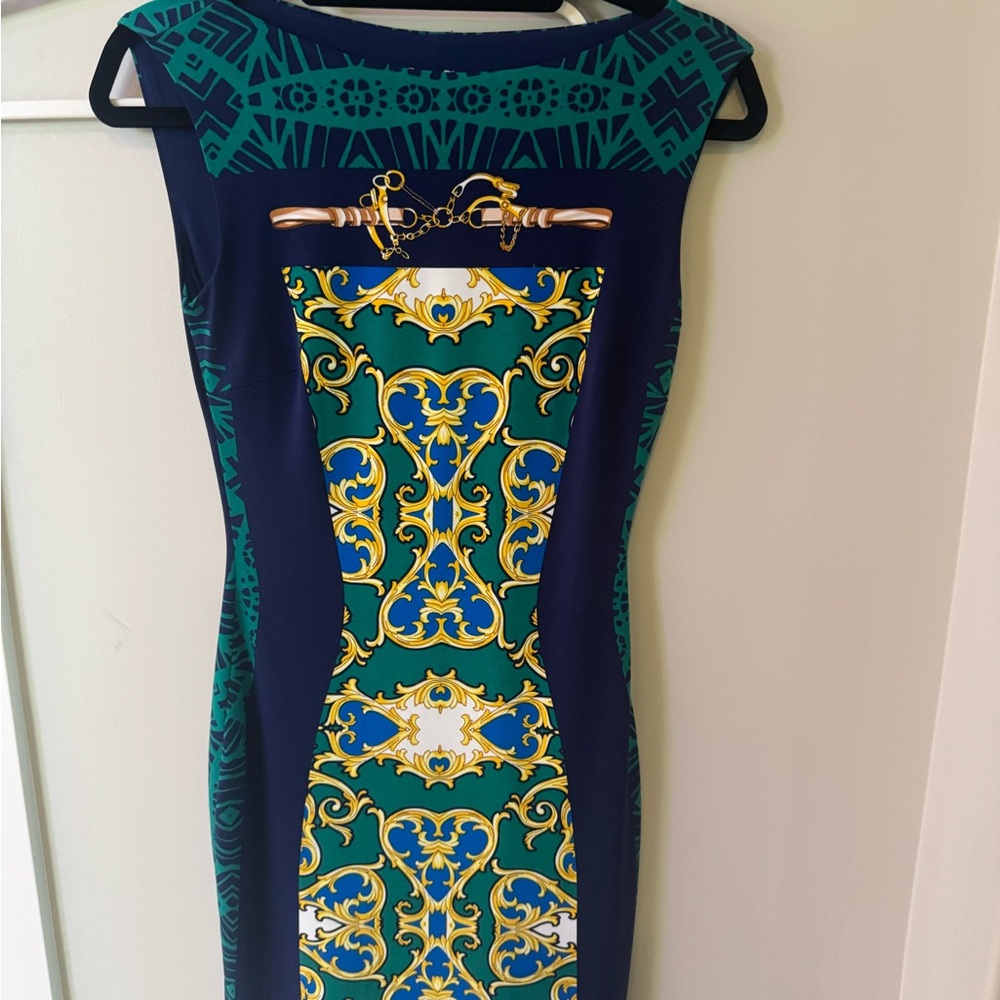 Elegant Green and Blue Patterned Dress